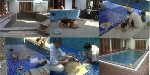 Waterproofing System Application & Mozaic Ceramic Tiles For Swimming Pool at Ragunan, Jakarta